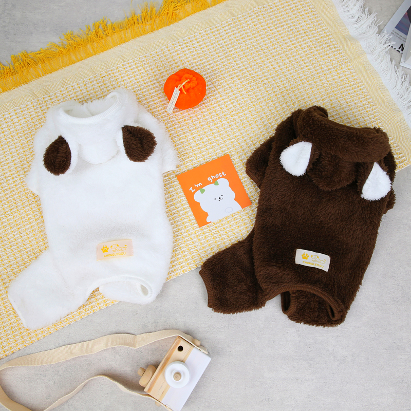 Dog Jumpsuit Bear Molding Winter Warm Dog Clothes Fleece Pet Pajamas Small Dogs Chihuahua Costume Yorkie Puppy Hoodies Pug Coat
