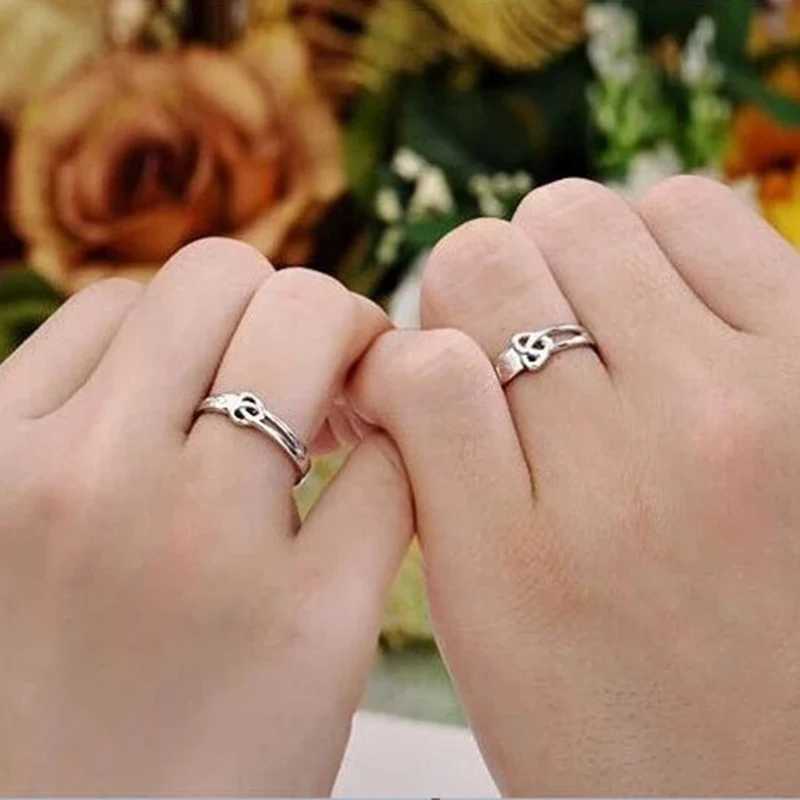 1 Pair New Romantic Couple Wedding Ring Heart Zircon Adjustable Rings For Men Women Endless Love Jewelry Engagement Party Gift W250207