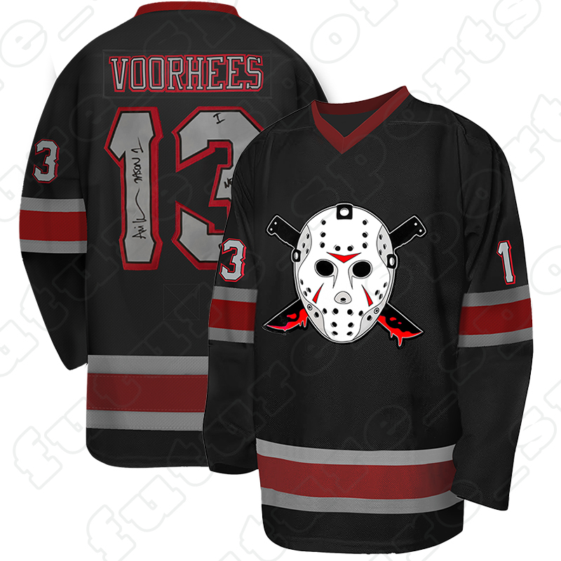 Mens Jason Voorhees Friday 13th Movie Ice Hockey Jerseys Halloween Horror Black Stitched Shirt