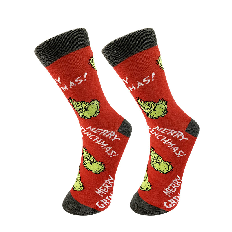 Grinch Knitting Socks Christmas Stockings Adult Holiday Crew Socks For Holiday Christmas Party Family Decoration