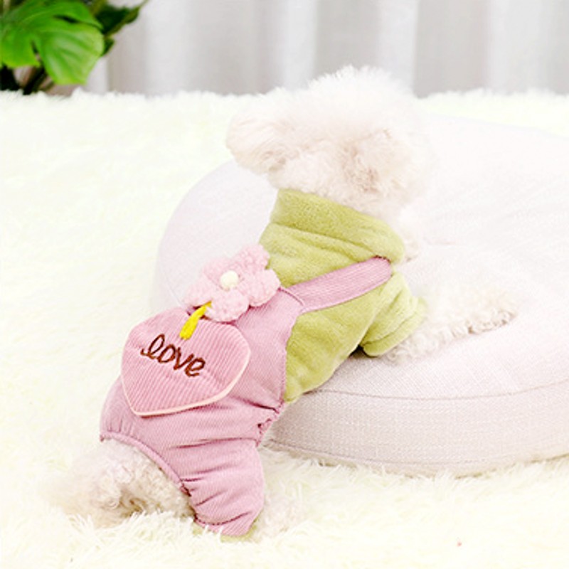 Winter Warm Dog Clothes Fashion Dog Jumpsuit Cute Print Puppy Pajamas Floral Cat Jumpsuits Pet Kitten Overalls Chihuahua Clothes