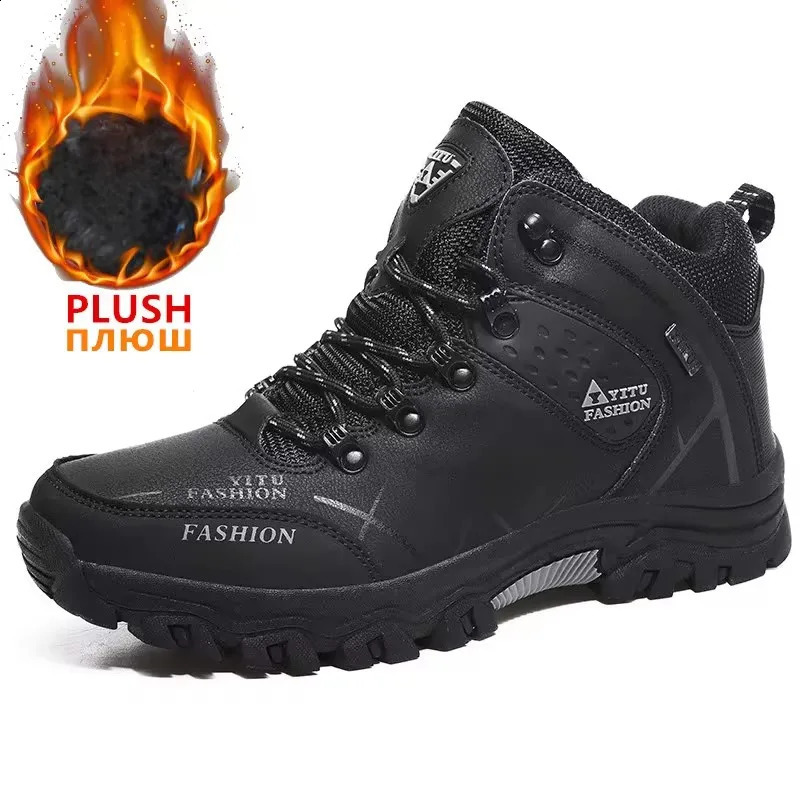 Men Winter Snow Boots Waterproof Leather Sneakers Super Warm Mens Boots Outdoor Male Hiking Boots Work Shoes Size 39-47 240904