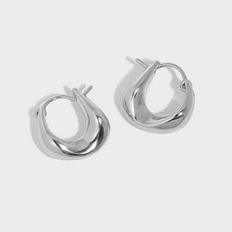 Luxury Irregular Solid Hoop Earrings Original U-shaped S925 Sterling Silver Earring for Fashion Women Designer Fine Jewelry GiftX240912
