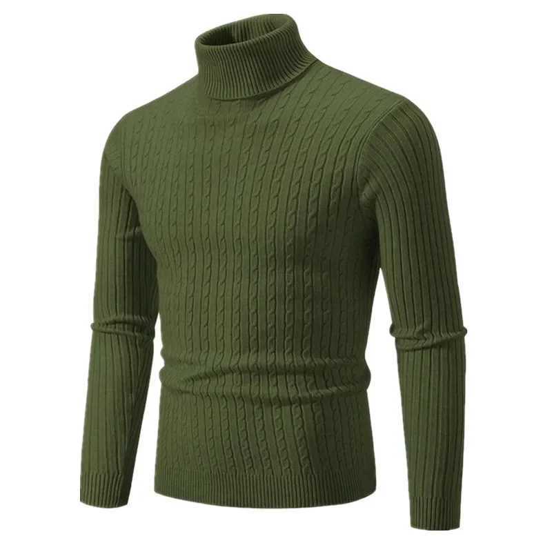 Sweater Autumn Winter Turtleneck Pullovers Warm Solid Color Slim Mens Pullover Men Knitted Sweaters Bottoming ShirtX2409