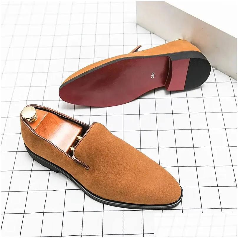 Dress Shoes Spring Italian Designer Brand Suede Leather Business Office Mens Brown Nightclub Party Loafers Drop Delivery