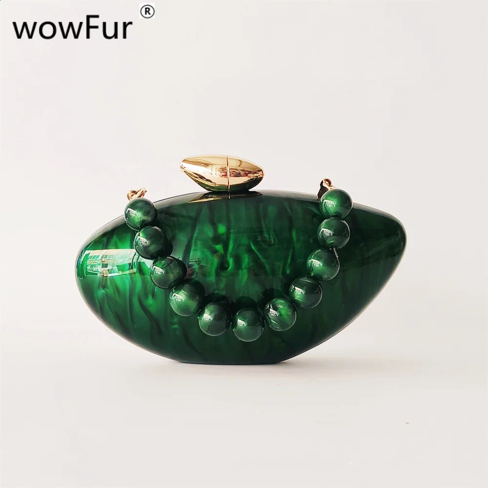 Mini Marble Green Pearl Acrylic Womens Shell Box Clutch Gift Professional Small Evening Dress Minaudiere Bag Wedding Bridal Handbag Party 240910