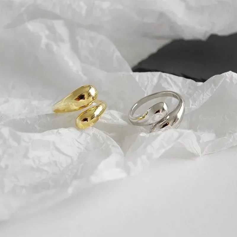 Stainless steel smooth double bead ring womens open gold geometric wedding ring couples ring aesthetic jewelry gift W2409126
