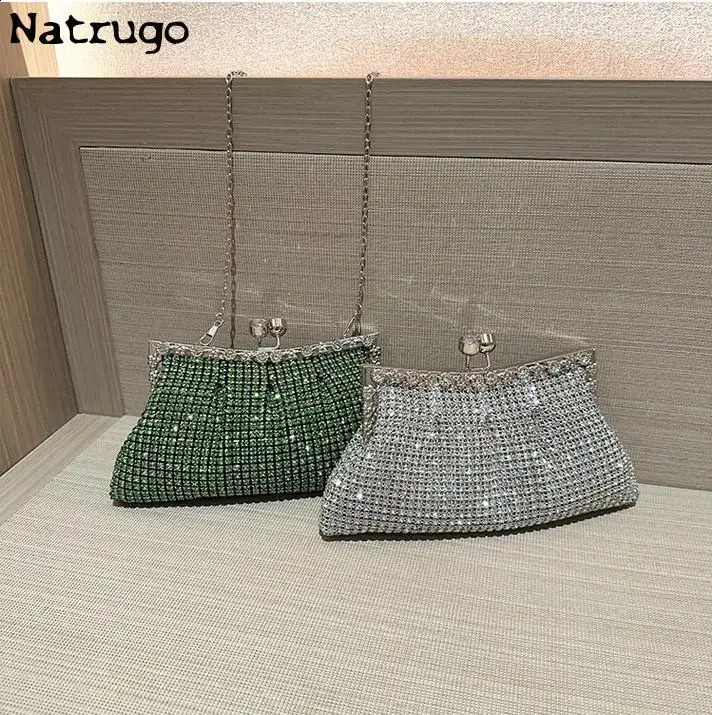 Womens elegant party y rhinestone clutch bag wedding wallet dance handbag womens shoulder cross body 240910