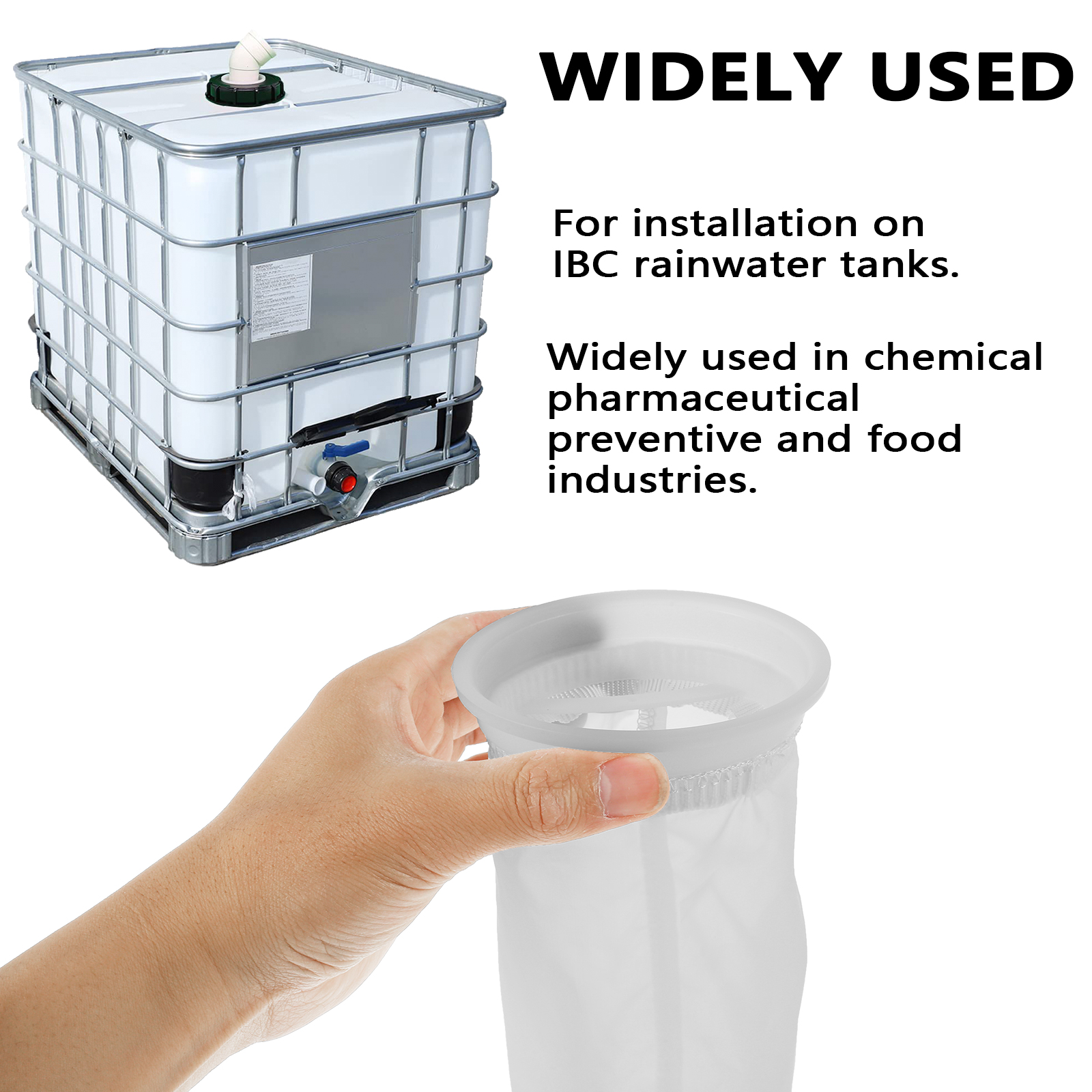 3Pcs IBC Tonne Drum Filter 4.1x8.26in Aquarium Filter Bag Breathable Rain Water Filter Multifunctional Rain Water Tank Accessori