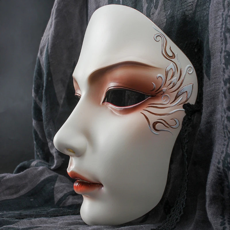 Full Face Mask Chinese Style Party Mysterious Dress Hand-painted Hanfu 240910