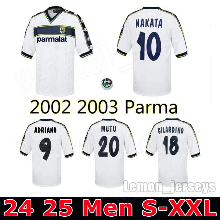2002 2003 Parma away retro soccer jersey 02 03 NAKATA Adriano Gilardino Mutu vintage classic old football shirt