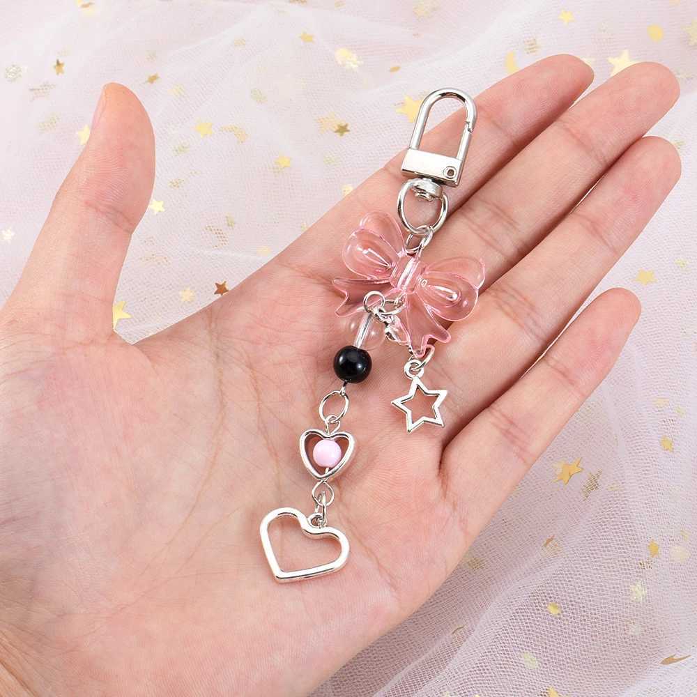 Y2K mobile phone charm bow star keychain pendant Kawaii bag Gothic chain cute accessories W240911