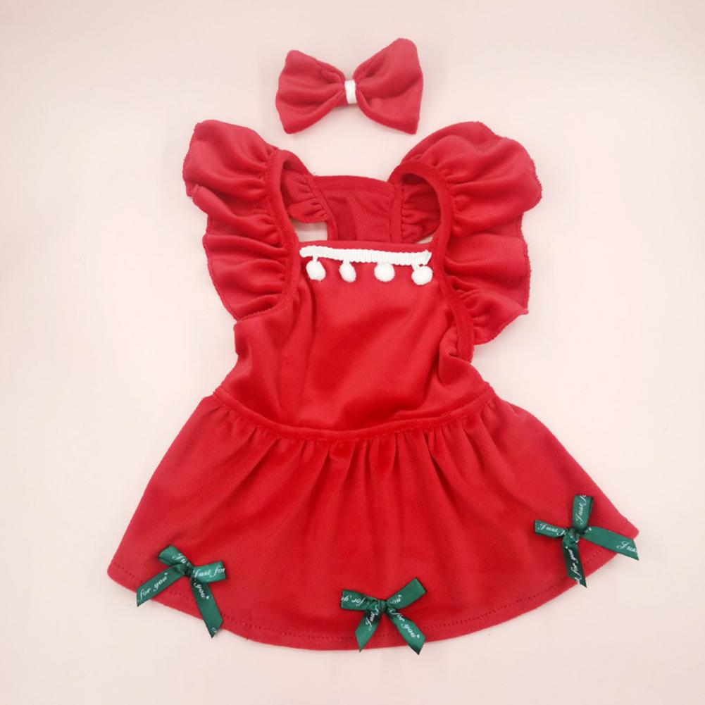 1 Set Pet Dress Christmas Dog Costume Elegant Red Skirt With Bow Headdress Cat Princess Dress Pet Supplies