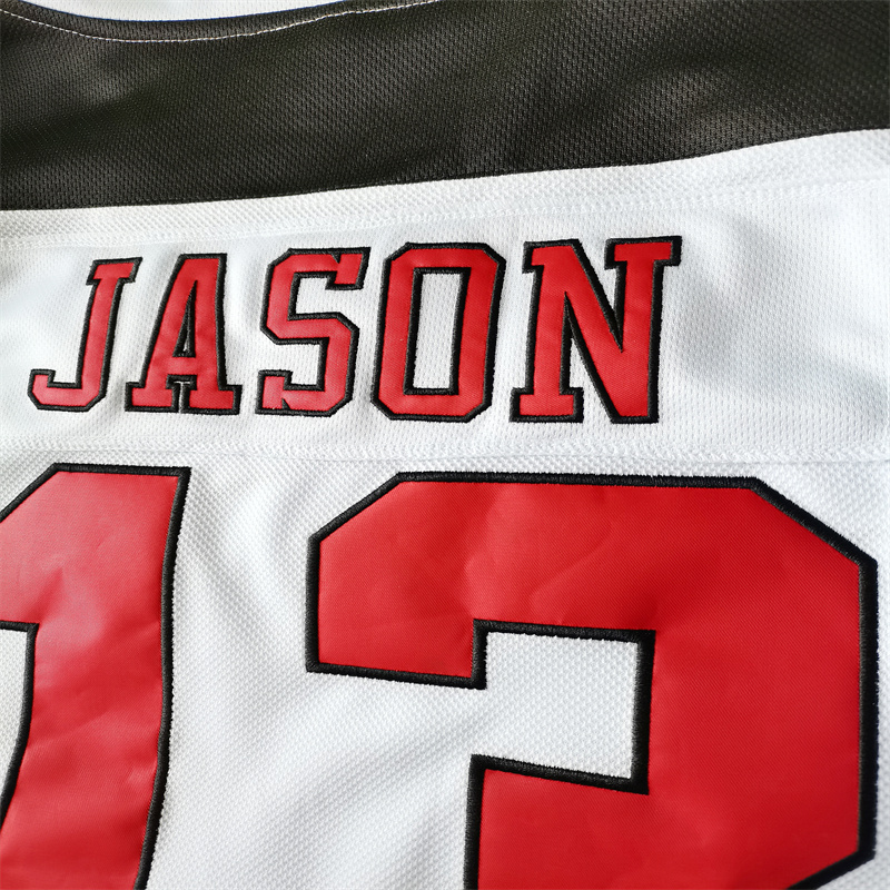 Mens Jason Voorhees Friday 13th Movie Ice Hockey Jerseys Halloween Horror White Stitched Shirt