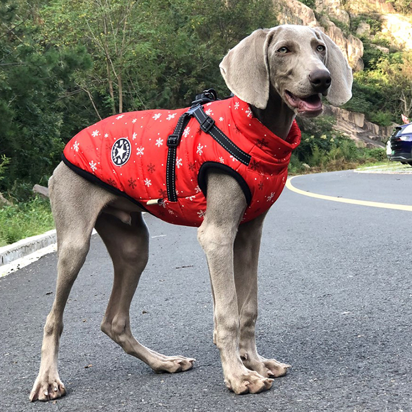 Christmas Large Dogs Coat Warm Dog Jacket Puppy Clothes Waterproof Pet Costume Reflective Labrador Pug French Bulldog Apparels