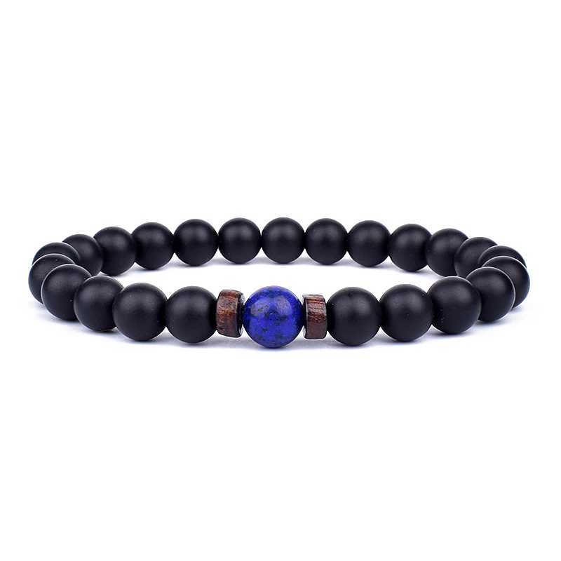 Volcanic Stone Bracelets for Men Natural Moonstone Bead Tibetan Buddha Bracelet Chakra Lava Diffuser Bracelets Men Jewelry GiftX2409
