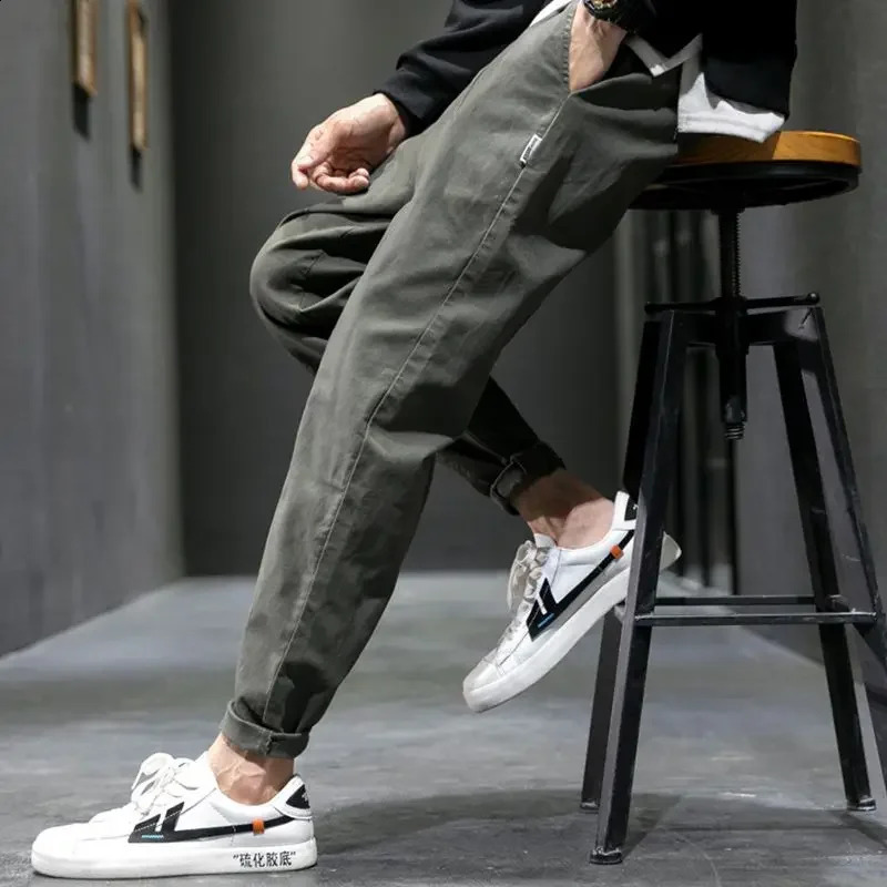 Spring Autumn Fashion Harajuku Y2K Solid Cotton Pants Man Straight Leg Loose Casual Trousers Hip Hop Streetwear Male Clothes 240911