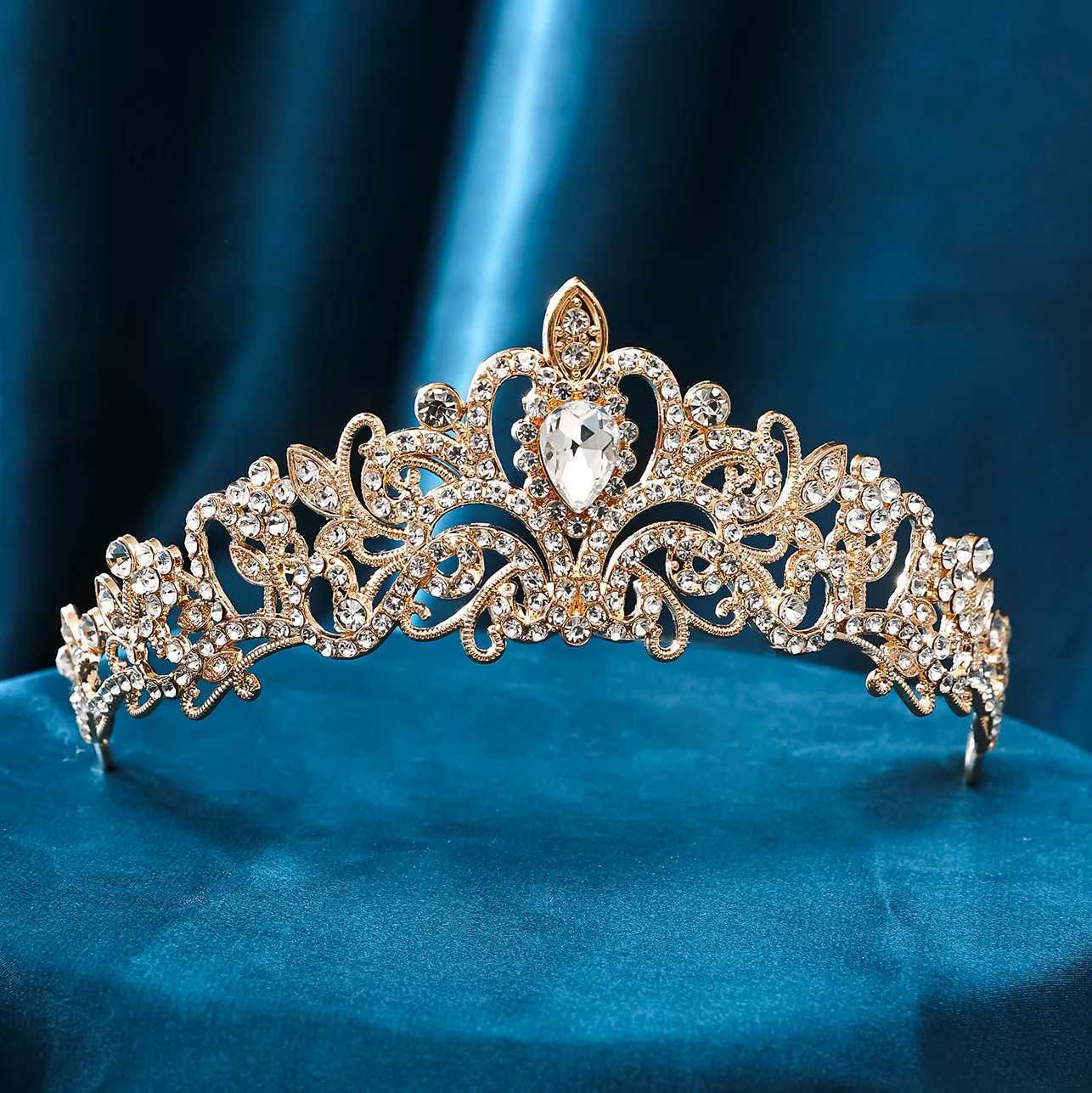 Elegant Girls Baroque Vintage Crystal Rhinestone Tiaras Queen Princess Crowns Kid Diadems Wedding Hair Accessories Women JewelryX240913