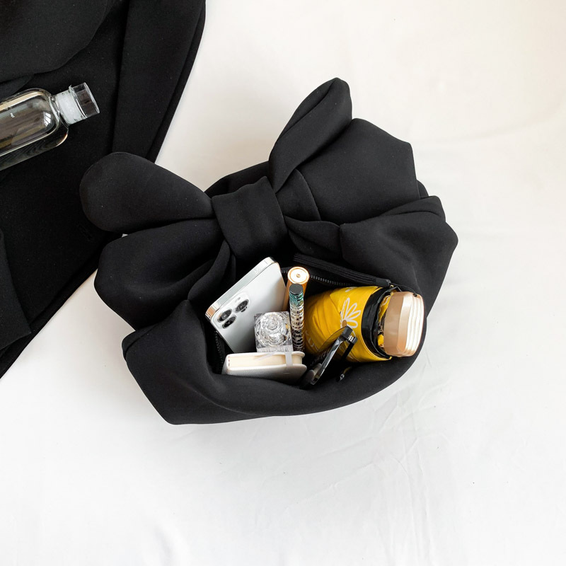 Black Women's Shoulder Bag Korean Bow Fashion Handbag Women's Canvas Large Armpit Bag 2025 Designer New Handbag Tote Bag