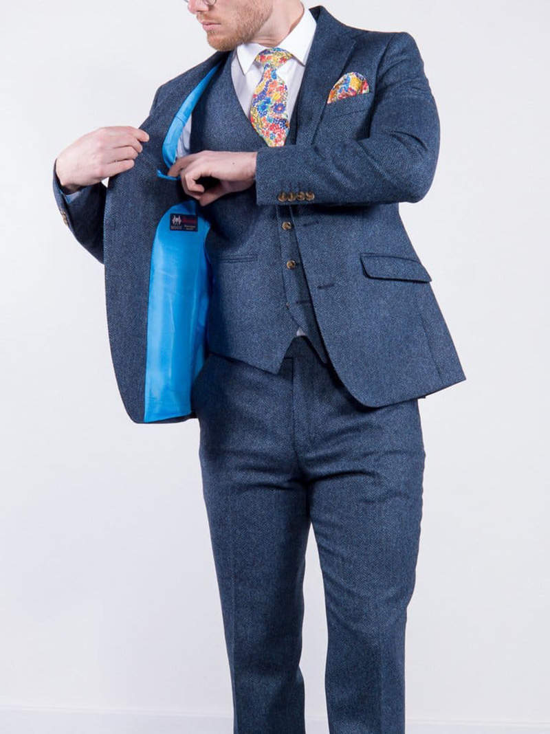 Handsome Wedding Men's Suit 3 Piece Set Notched Lapel Tailored Blazers Groom Jacket For Man Harringbone Custom Made Plus Size (Coat+Pants+Vest)