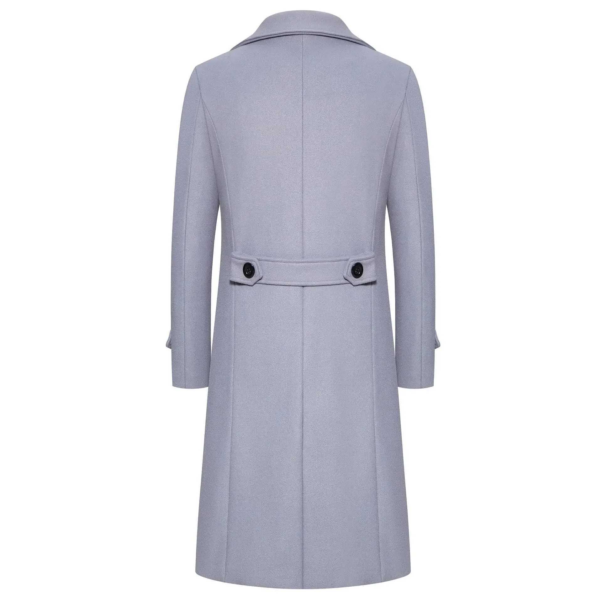 Mens Autumn/winter Double Row Button Woolen Jacket Long Length Casual Trench Coat Smooths Your Silhouette Overcoat Y240913