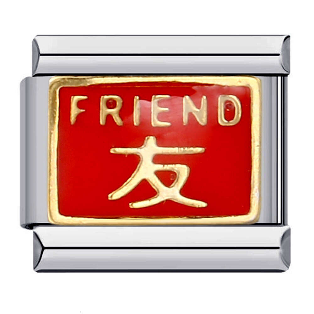 New Chinese Red Series Stainless Steel Welding Personalized Italian Module Bracelet Italian Charm Links Stainless Steel Fit 9mm Bracelet Making DIY Je