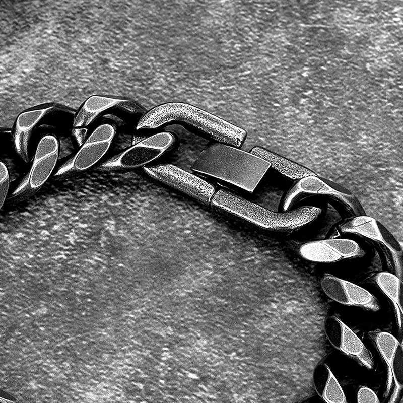 Male Retro Stainless Steel Cuban Chain Bracelet Men Hip Hop on the Fashion hand Jewelry Miami Chain Bracelets For Boy Gift HotX240913