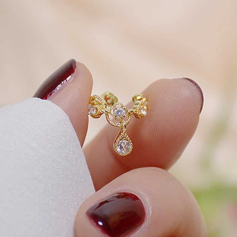 Bohemia Charm Ear Bone Clip Earrings for Women 14k Plated Gold Zirconia No Pierced Ears Earring Birthday Gift Jewelry PendantX240913