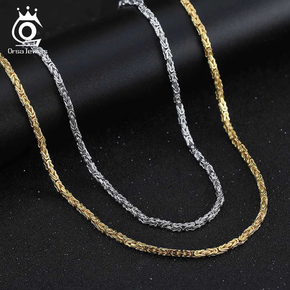 925 Sterling Silver Mens Chain - Italian 2.5mm Flat Byzantine Necklace for Daily Wear Unisex Jewelry Z250818