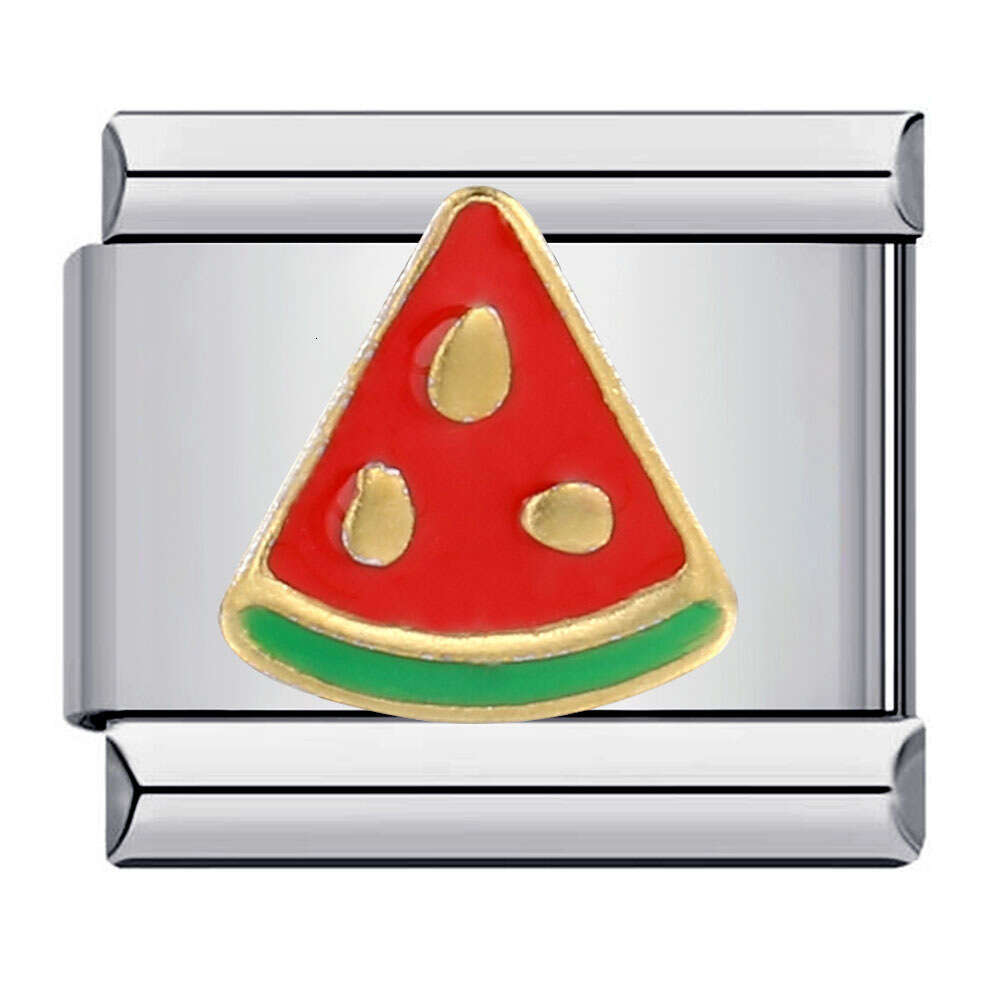 Summer Colorful Vegetable Fruit Series Beads Enamel DIY Personalized Splicing Bracelet Italian Charm Link Stainless Steel Fit 9mm Bracelet Jewelry DIY