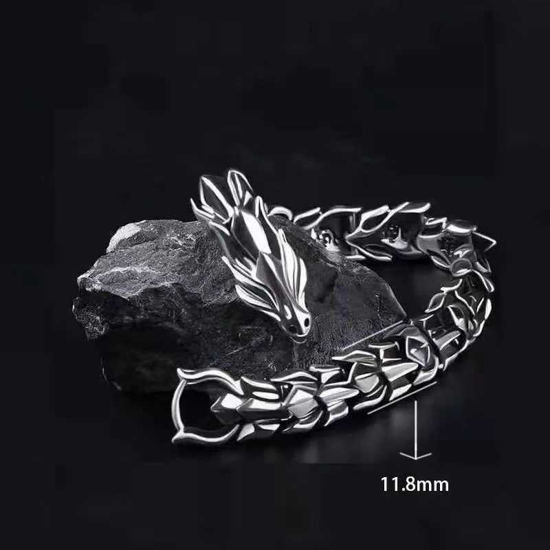 Hip Hop Punk Head Dragon Lin Bracelet Retro Exaggerated Dragon Bracelet Jewelry Mens Accessories GiftsX240913