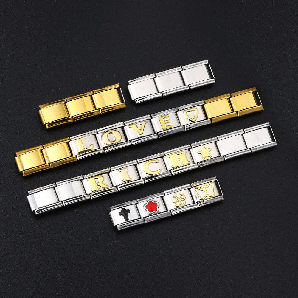 New Titanium Steel Concave Convex Arabic Numerals DIY Bead Bracelet Bead Italian Charm Links Fit 9Mm Bracelet Jewelry DIY Making Gifts