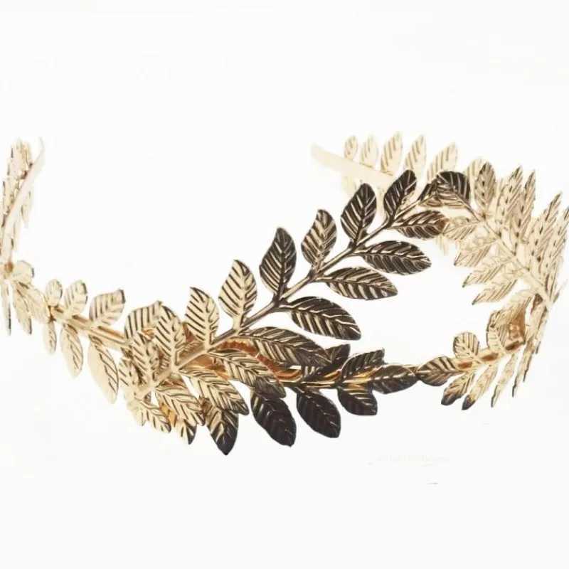 Leaf Style Wedding Party Crown Bridal Tiara Vintage Bride Hair Hoop Golden Color Bride Head Accessories Women Jewelry HairbandX240913