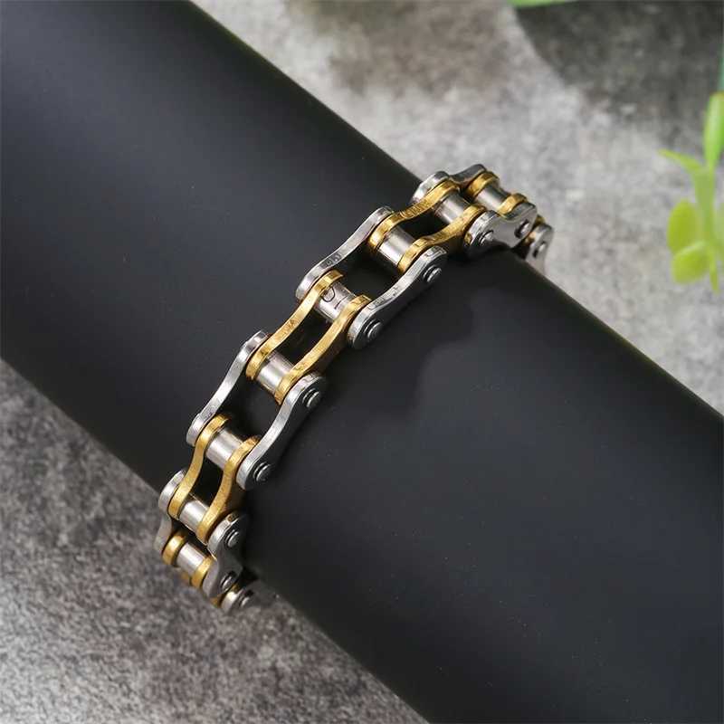 Stainless Steel Biker Chain Bracelet Mens Bracelet Link Chain Motorcycle Bicycle Style Bracelets Fashion Punk Bangles JewelryX240913