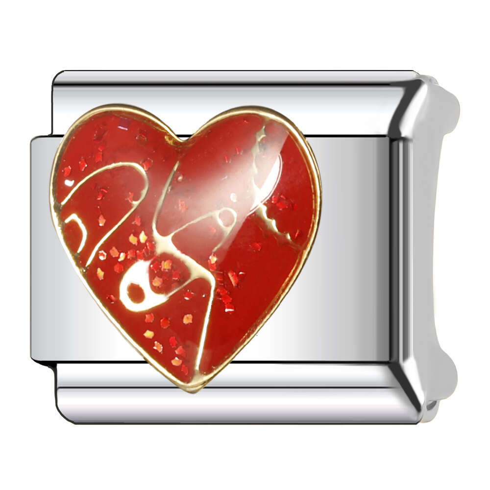 New Women's Gift rainbow heart Bead Italian Charms Links Bangle Beads Fit 9mm Stainless Steel Bracelet Making DIY For Women Fashion Jewelry