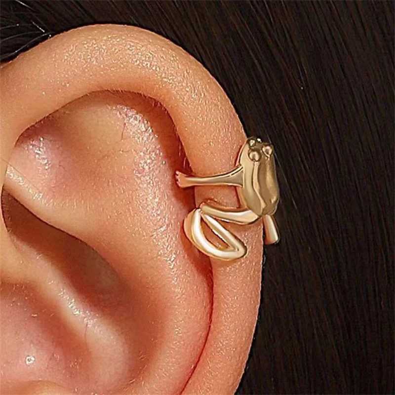 Fashion Retro Ear Clip Without Ear Holes Punk Frog Ear Bone Clip Single Minimalist Earrings Party Jewelry GiftsX240913