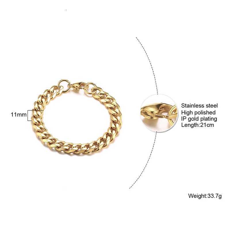 Mens Cuban Chain Bracelets3 To 11mm Stainless Steel Gold Silver Black Color Chain Link BraceletTrendy Jewelry Gift for Him BoyX240913