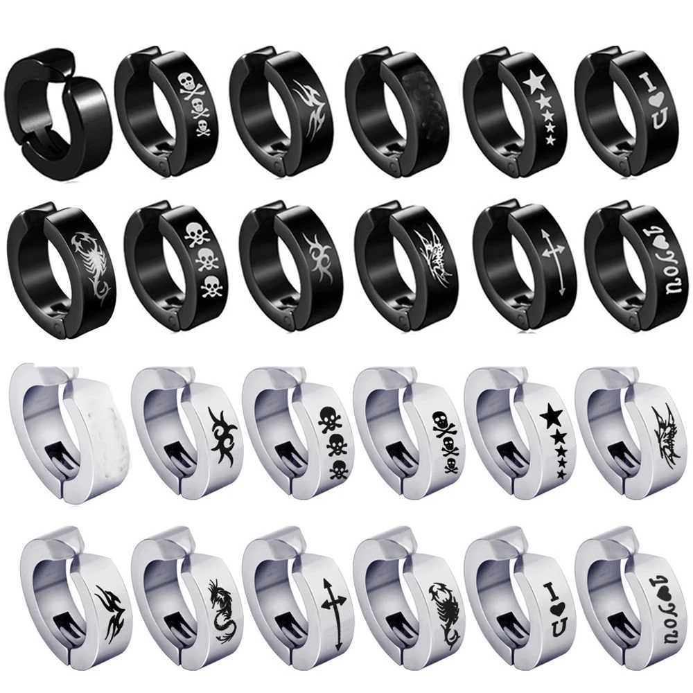 1 Pair Men Women Stainless Steel Non-Piercing Earring Clip On Ear Stud Cuff Earrings Without Piercing Street Pop Punk JewelryX240913