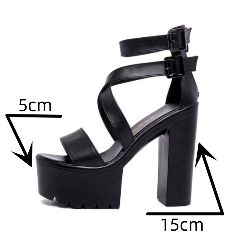New 2024 Super High Heels Gladiator Sandals Ladies Summer 2024 Bandage Block Heel Platform Shoes for Office Model 41 42 43