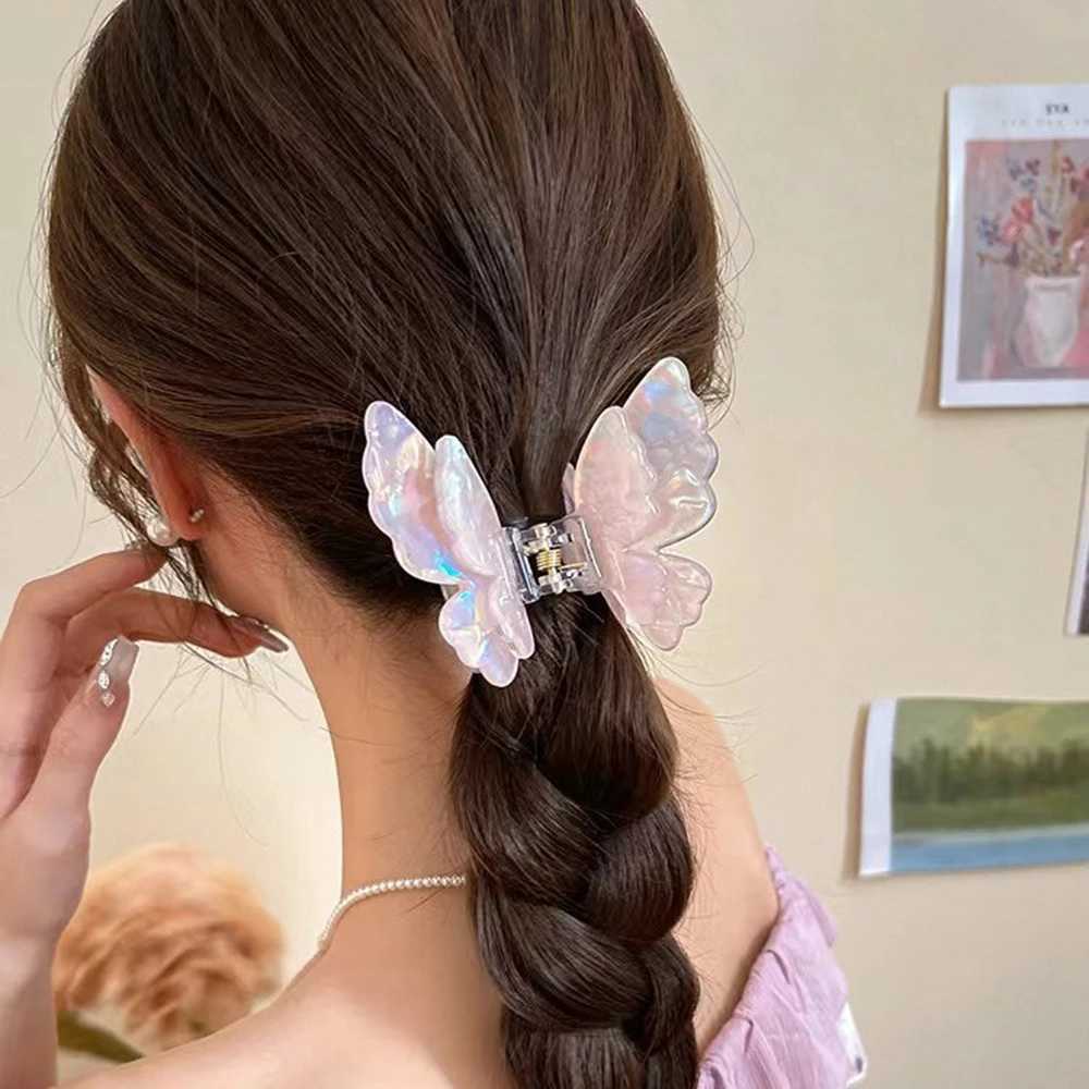 Double-Layered Butterfly Hair Clip Claw For Women Shark Clips Crab Hairpin Korean Acetic Accessories For The Back Of The HeadX240912