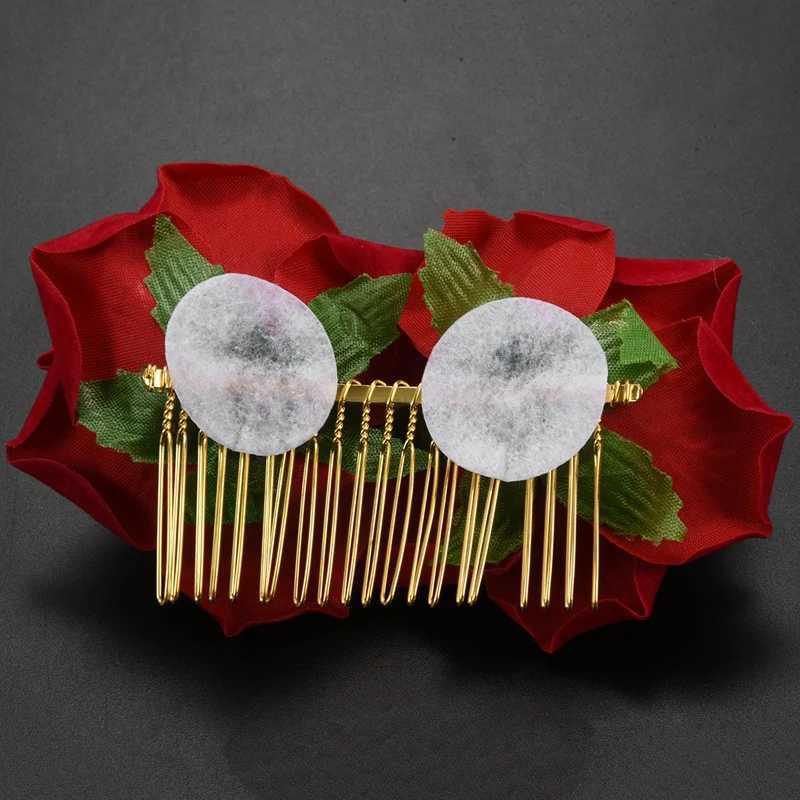 Rose Flower Hair Clip Slide Flamenco Dancer Pin Flower Brooch Lady Hair Styling Clip Hair AccessoriesX240913
