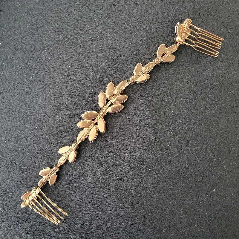 SLBRIDAL Opal Crystal Rhinestones Wedding Hair Comb Chain Hair accessories Hairband Bridal Headband Bridesmaids Jewelry WomenX240913