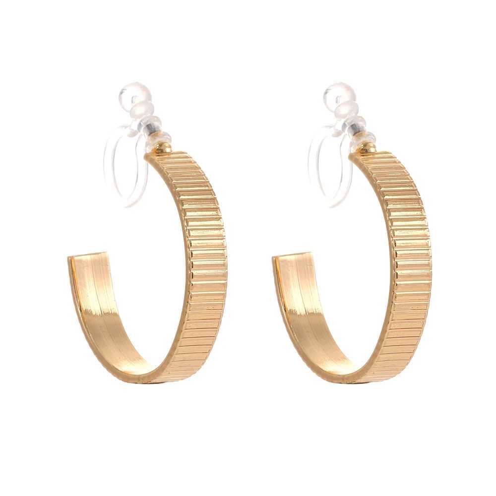 Minimalist Circle Golden Clip On Hoop Earrings for Women and Girls Without Piercing Invisible Fake Earrings Ear Cuffs JewelryX240913