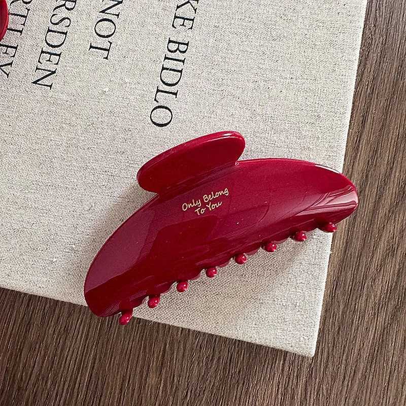 French Red Collection! Large Grip Letters Gold Label Back Head Updo Shark Clip Hair Accessories Headwear Hairpin Hair ClawX2409