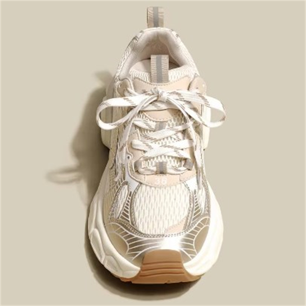 White sports shoes women's flat shoes lace up women's mesh casual shoes