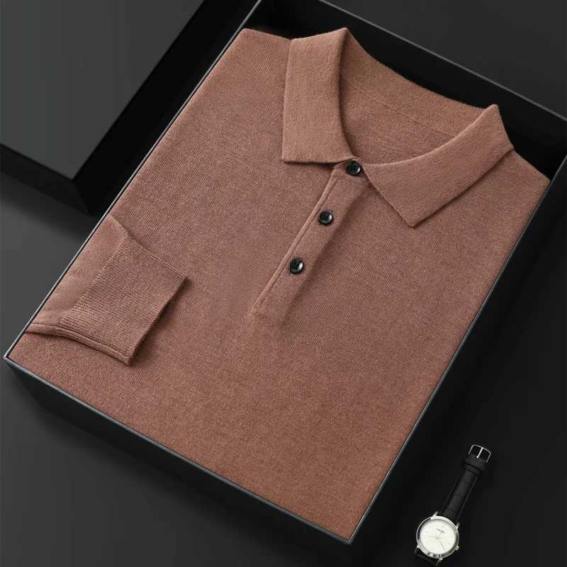 Cashmere sweater mens polo neck spun wool long sleeved T-shirt business casual sweater pullover bottom sweater ZM- W240913