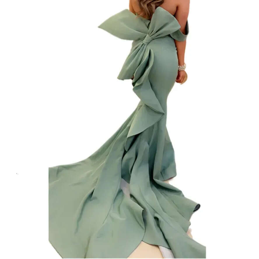 Green Elegant Mermaid Mint Evening Dresses Bow Tie Back Strapless Satin Special Ocn Gowns Women Prom Party Wear Custom Made