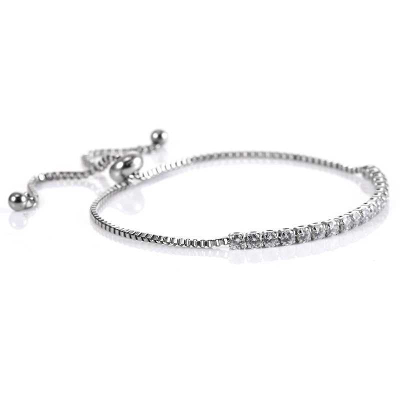 Luxury Hiphop Iced Out 3MM 4MM 5MM Cubic Zirconia Tennis Bracelets For Women and Men Silver Color Adjustable lengthX240913