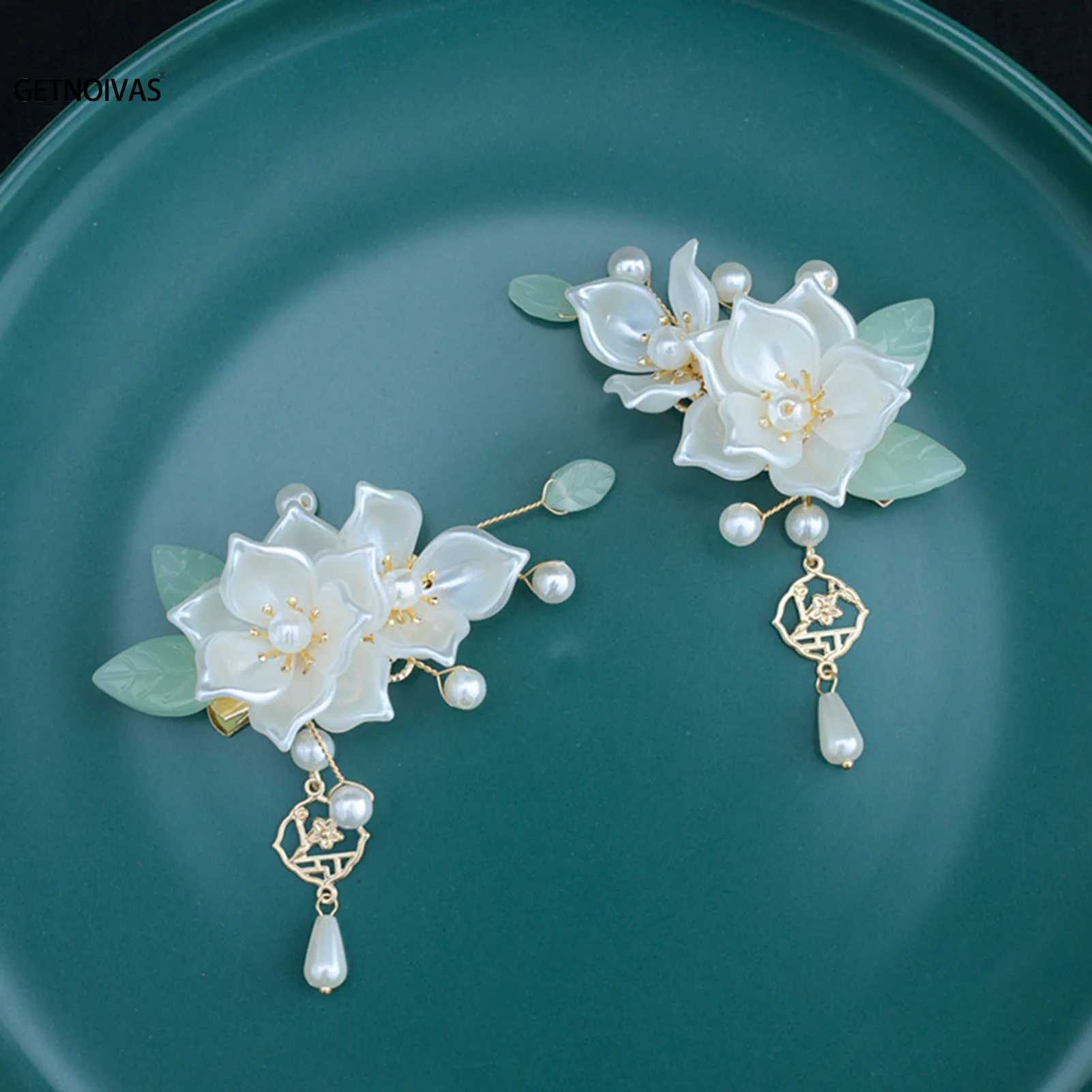 Chinese Wedding Jewelry Set Floral Hair Clip Hair Sticks Haircomb Women Vintage Pear Hairpin Retro Hanfu Hair AccessoriesX240913