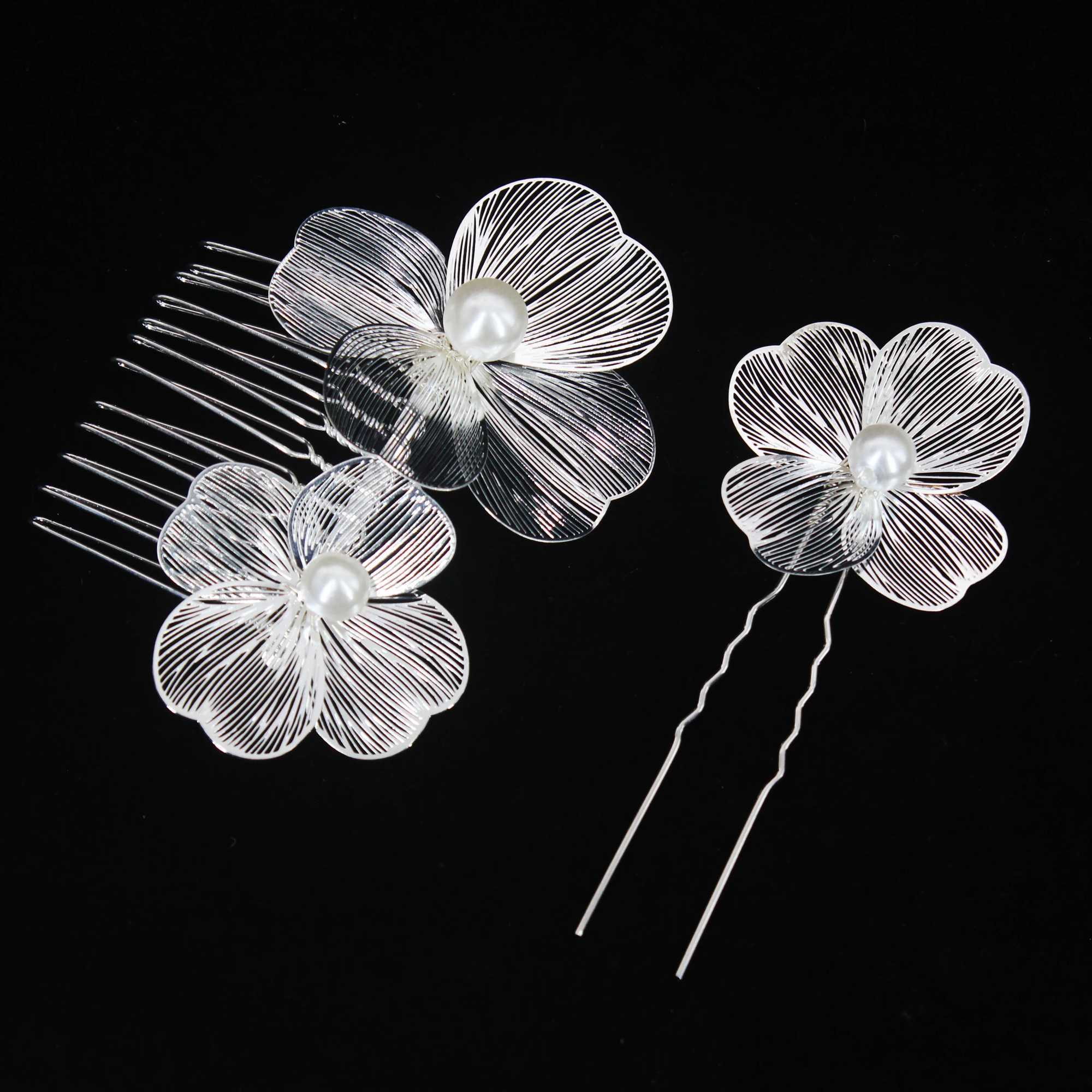 2PCS Bridal Headdress Handmade Flower Pearl Hair Comb Pins Wedding Styling Jewelry Fashion Insert Comb Hair Accessories GiftsX240913
